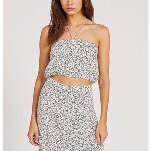 Volcom Black & White Floral Bae Bae Doll Tube Top